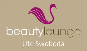 pinke Schwan auf beige. Darunter der Schriftzug "Beautylounge Öhringen"